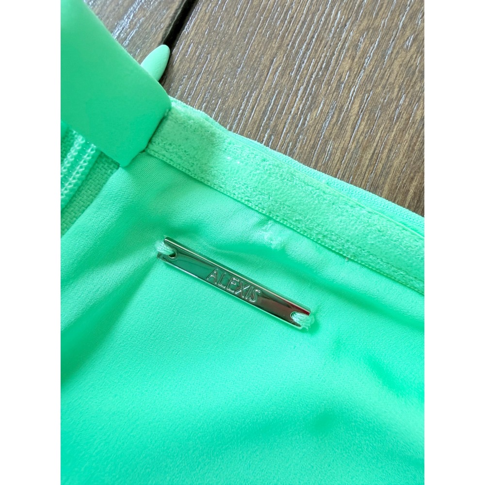Alexis Izzie Dress Womens Mint Green Feather Trim Halter Midi Size Large (H1) - Picture 10 of 10